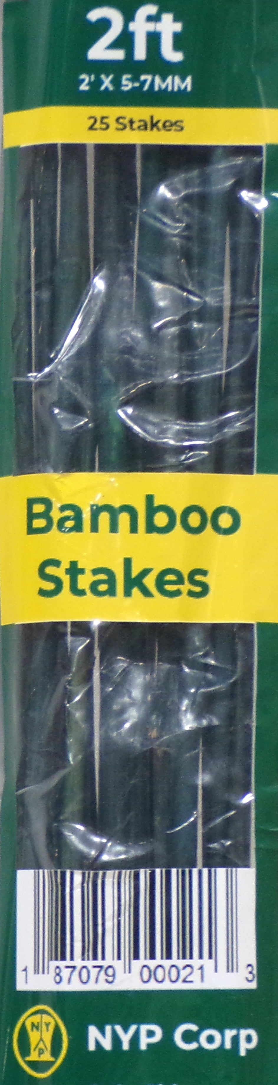 2' X5-7MM GREEN BAMBOO STAKES RETAIL-25/PK