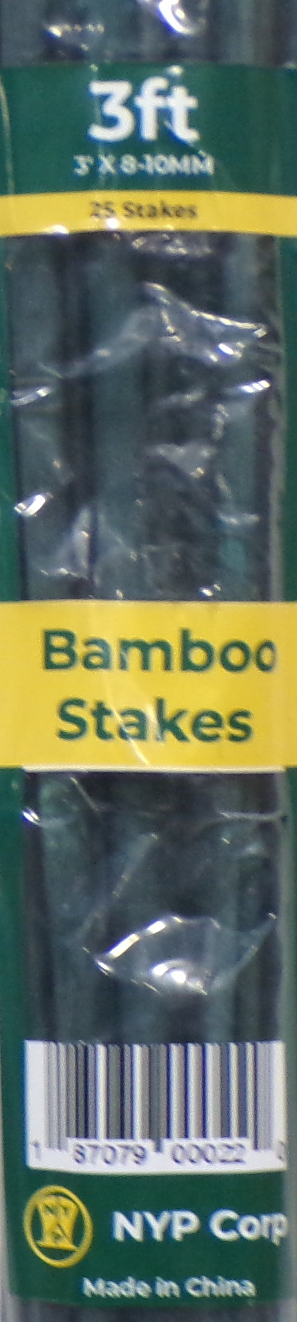 3' X 8-10MM GREE BAMBOO STAKES RETAIL-25PK
