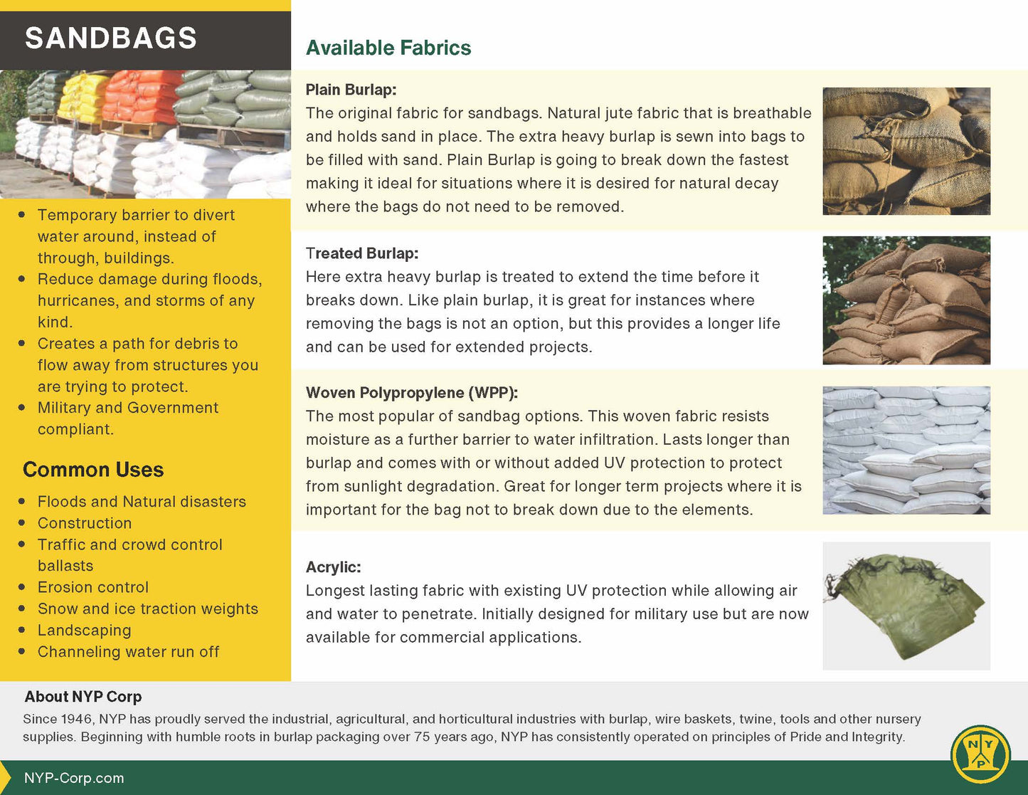 14" x 26" Woven Polypropylene (WPP) Sandbag 1600 U/V